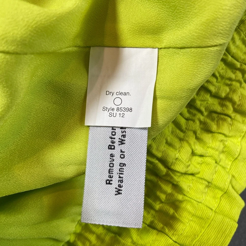 NWT J Crew neon green skirt elastic waist pull on paper bag Fully Lined size‎ 0